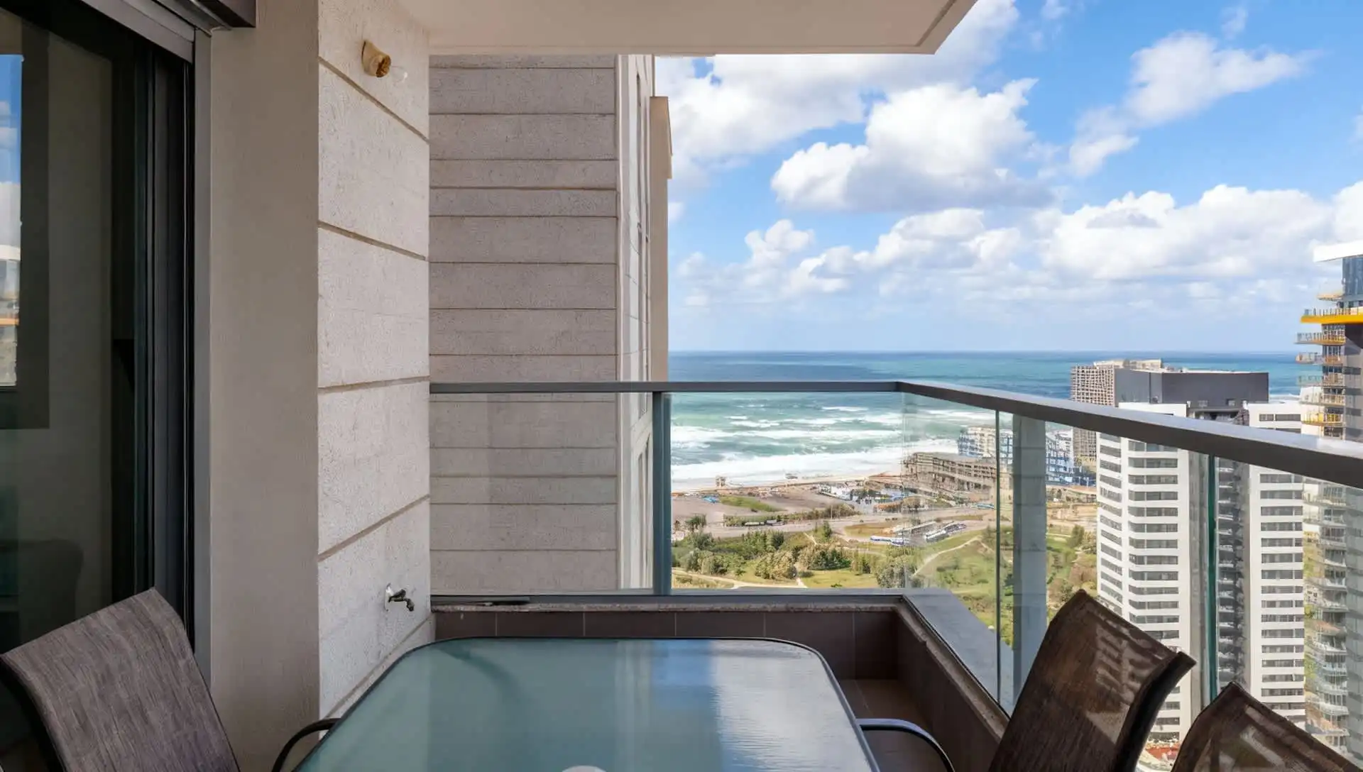  Sea-View Tower 3BR on the 33rd Floor with Parking & Mamad in Bat Yam