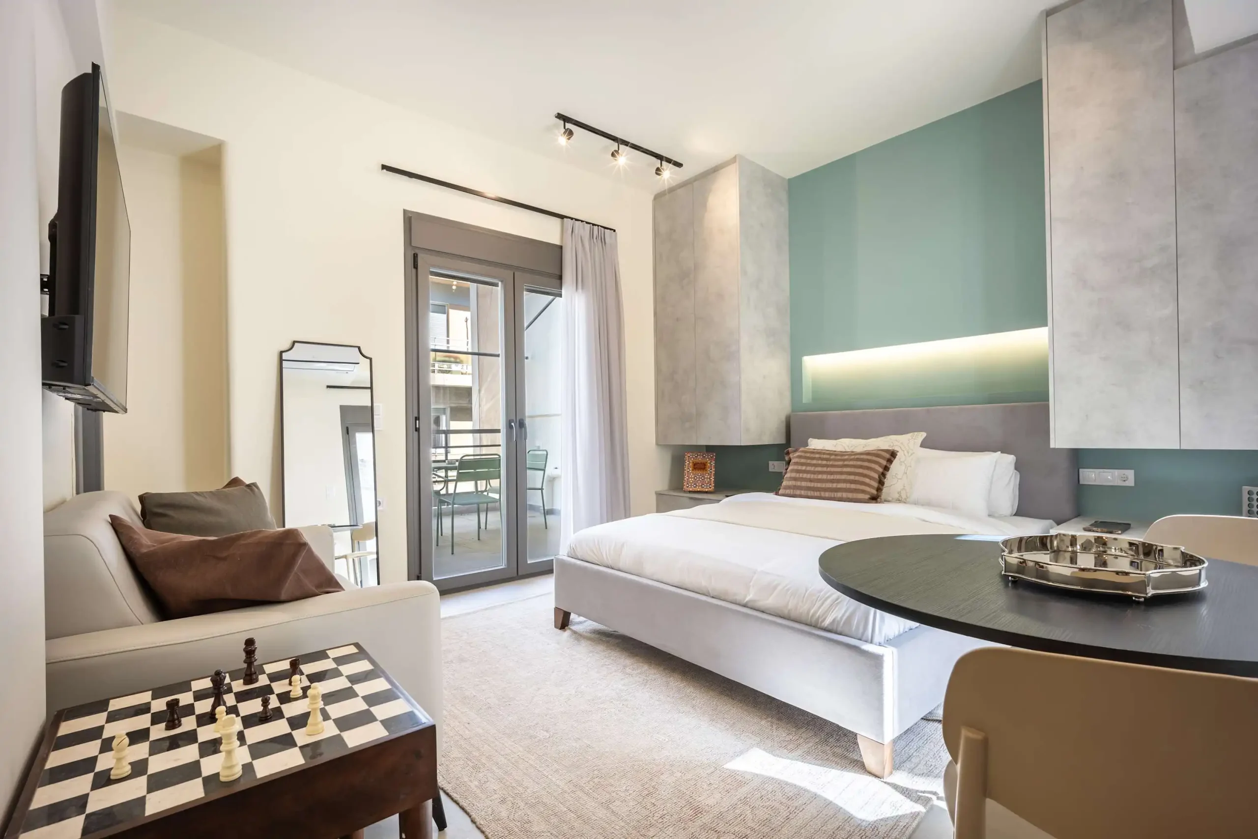 Modern Studio in Exarchia with Huge Balcony in a New Building in Athens